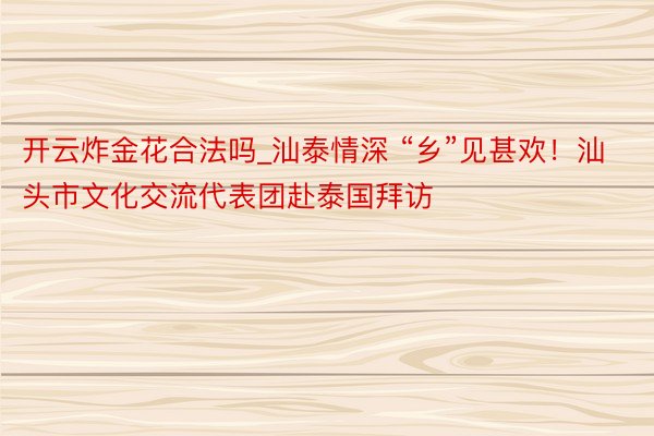 开云炸金花合法吗_汕泰情深 “乡”见甚欢！汕头市文化交流代表团赴泰国拜访