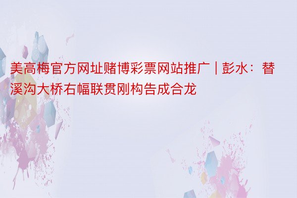 美高梅官方网址赌博彩票网站推广 | 彭水：替溪沟大桥右幅联贯刚构告成合龙