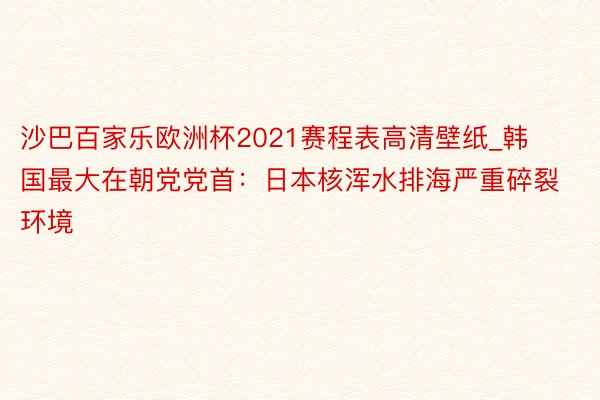 沙巴百家乐欧洲杯2021赛程表高清壁纸_韩国最大在朝党党首：日本核浑水排海严重碎裂环境