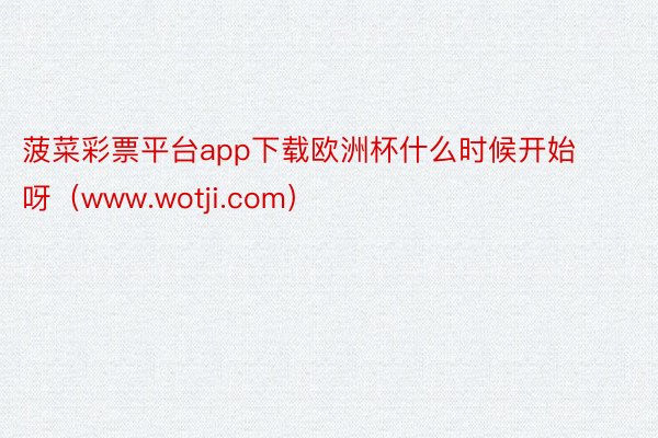 菠菜彩票平台app下载欧洲杯什么时候开始呀（www.wotji.com）