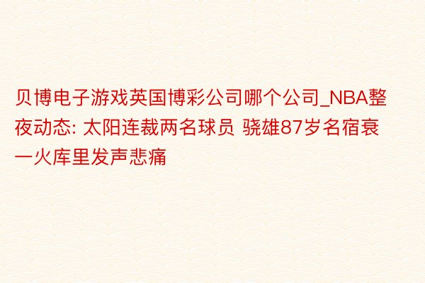 贝博电子游戏英国博彩公司哪个公司_NBA整夜动态: 太阳连裁两名球员 骁雄87岁名宿衰一火库里发声悲痛