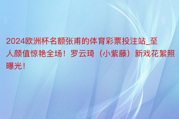 2024欧洲杯名额张甫的体育彩票投注站_至人颜值惊艳全场！罗云琦（小紫藤）新戏花絮照曝光！