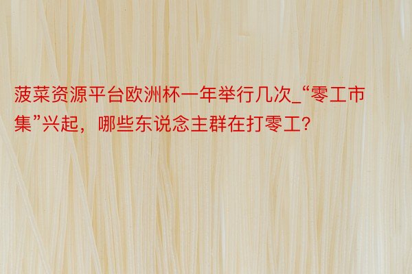 菠菜资源平台欧洲杯一年举行几次_“零工市集”兴起,哪些东说念主群在打零工?